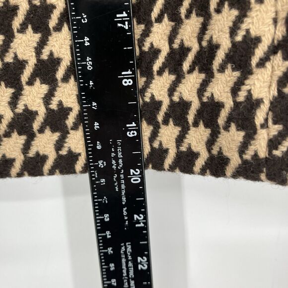 TALBOTS Skirt Women Petite 14 Brown Houndstooth Wool Blend Pencil Tweed Career - Picture 3 of 6